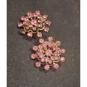 Vintage Pink Clip on Large Earrings